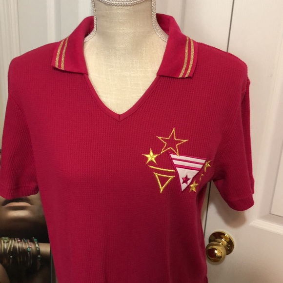 Vintage 80’s Pink And Gold Shirt with Collar - Picture 3 of 10